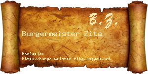 Burgermeister Zita névjegykártya